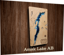 Load image into Gallery viewer, Laser cut Lake Depth Maps (Alberta, Saskatchewan, and BC)
