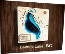 Load image into Gallery viewer, Laser cut Lake Depth Maps (Alberta, Saskatchewan, and BC)
