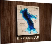 Load image into Gallery viewer, Laser cut Lake Depth Maps (Alberta, Saskatchewan, and BC)
