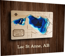 Load image into Gallery viewer, Laser cut Lake Depth Maps (Alberta, Saskatchewan, and BC)
